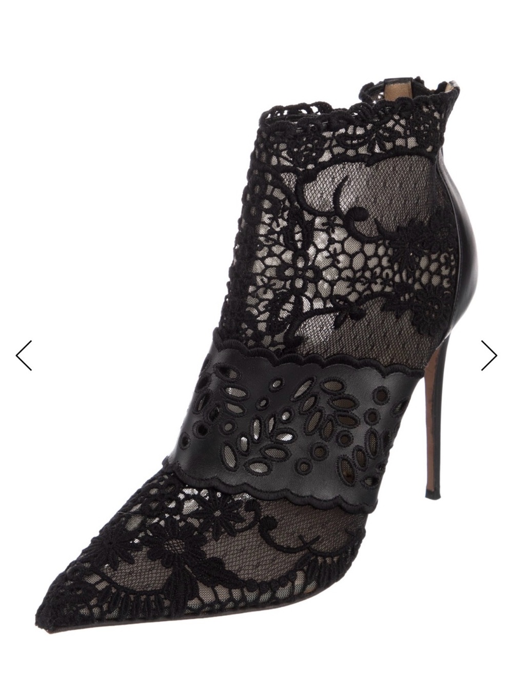 Valentino Black Lace Pointed Stiletto Ankle Bootie - Picture 6 of 8